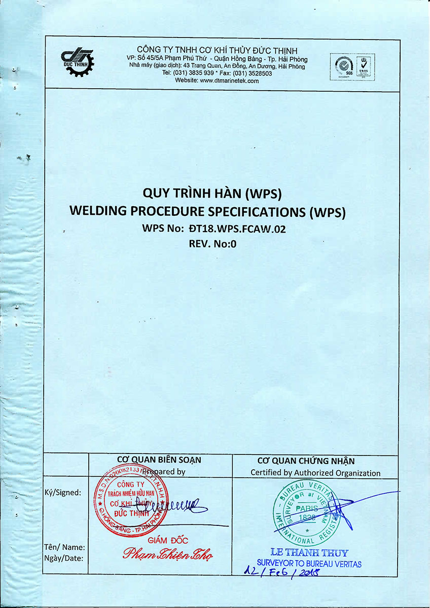 Quy trình hàn FCAW2005