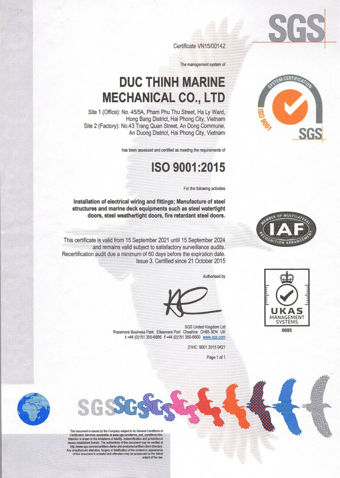 Giấy chứng nhận ISO 9001-2015